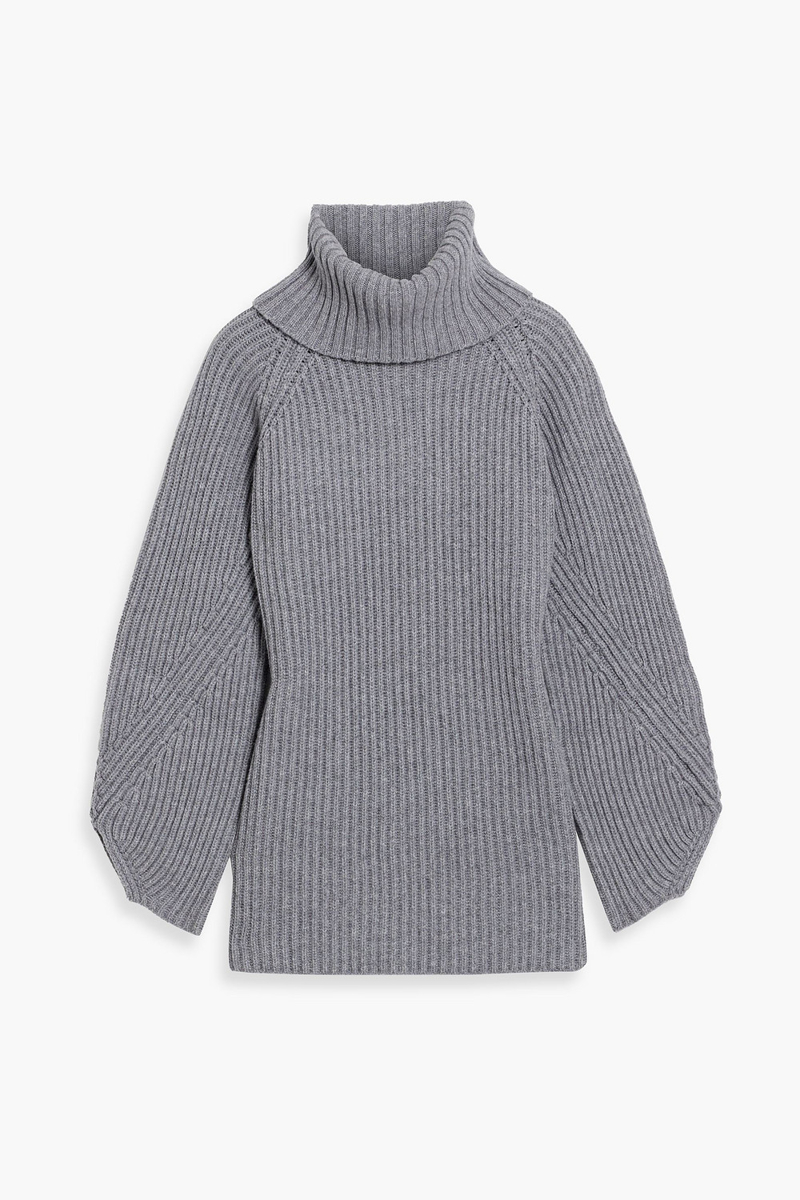 khaite - nimbus ribbed cashmere turtleneck sweater - gray - m