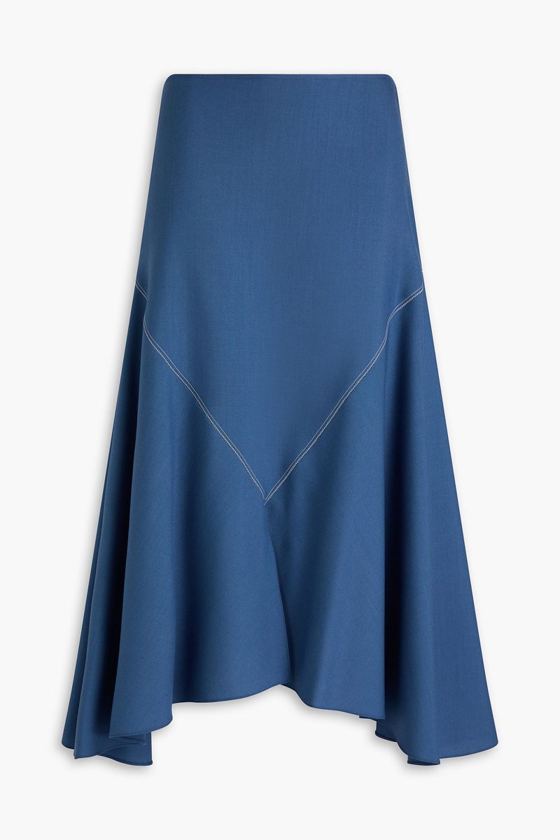 marni - embroidered wool midi skirt - blue - it 44