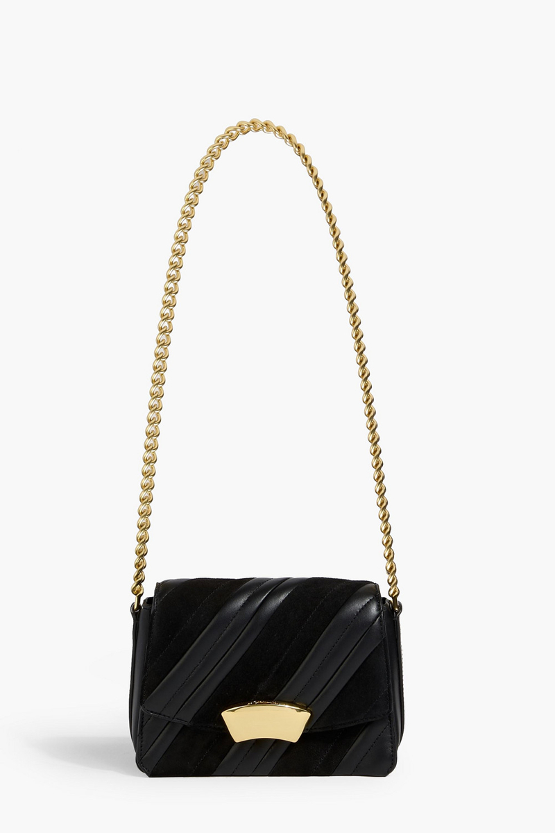 3.1 phillip lim - id quilted leather and suede shoulder bag - black - onesize
