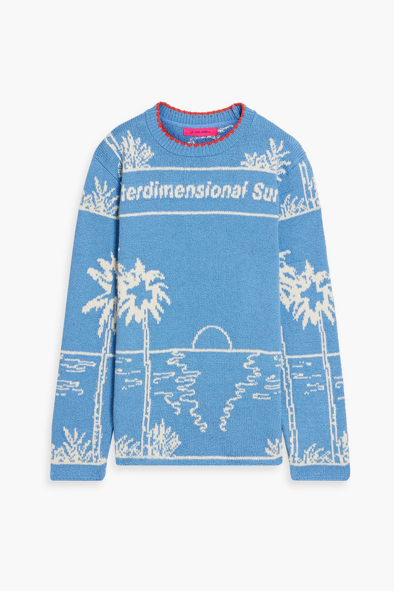 the elder statesman - nora jacquard-knit cotton sweater - blue - m