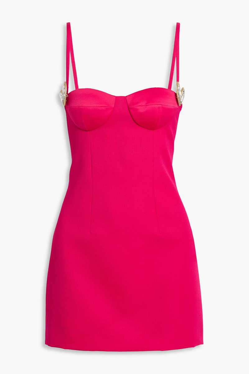 area - embellished wool-twill mini dress - pink - us 0