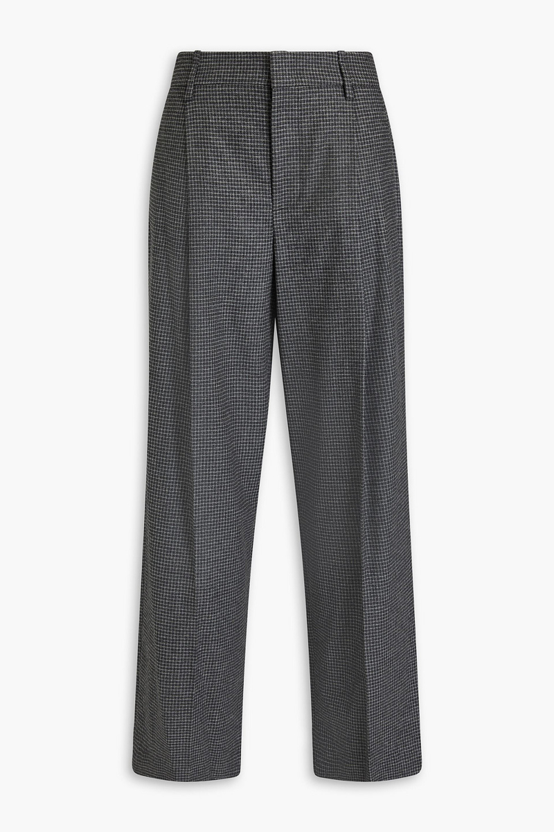 vince. - checked tweed wide-leg pants - gray - us 8