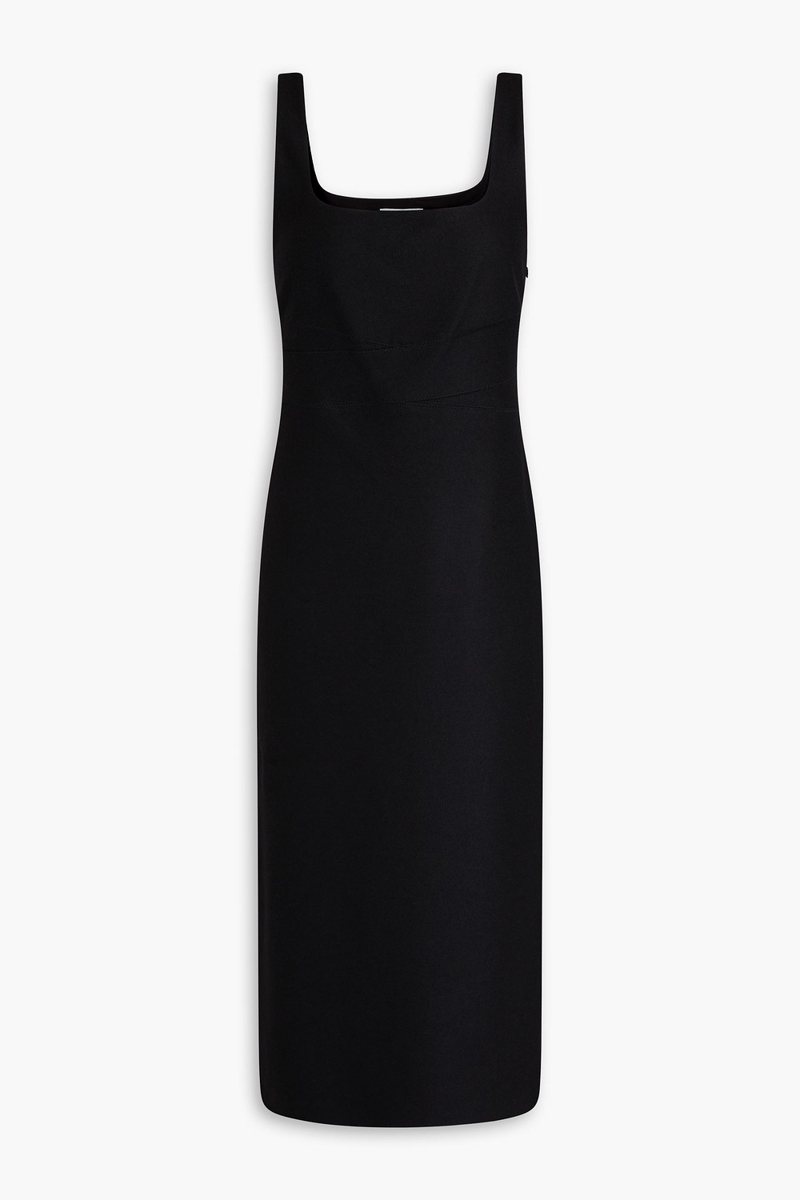 vince. - wool-blend flannel midi dress - black - us 10