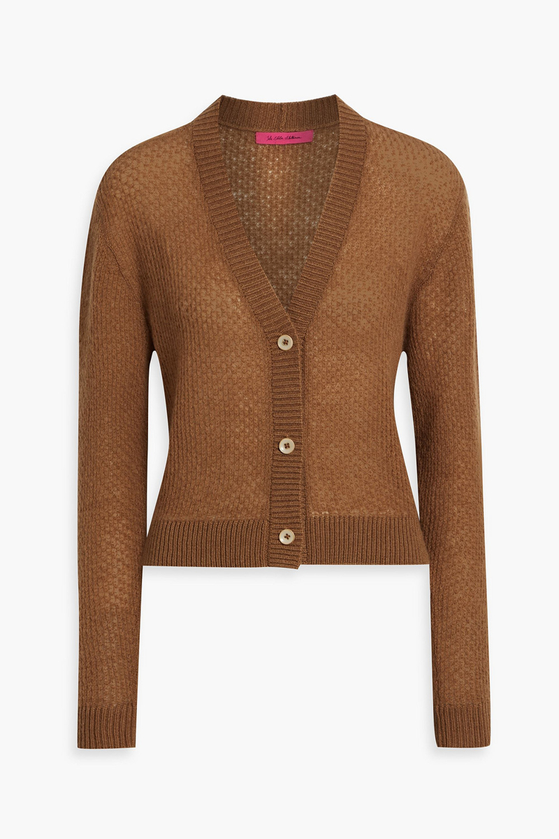 the elder statesman - pointelle-knit cashmere cardigan - brown - m