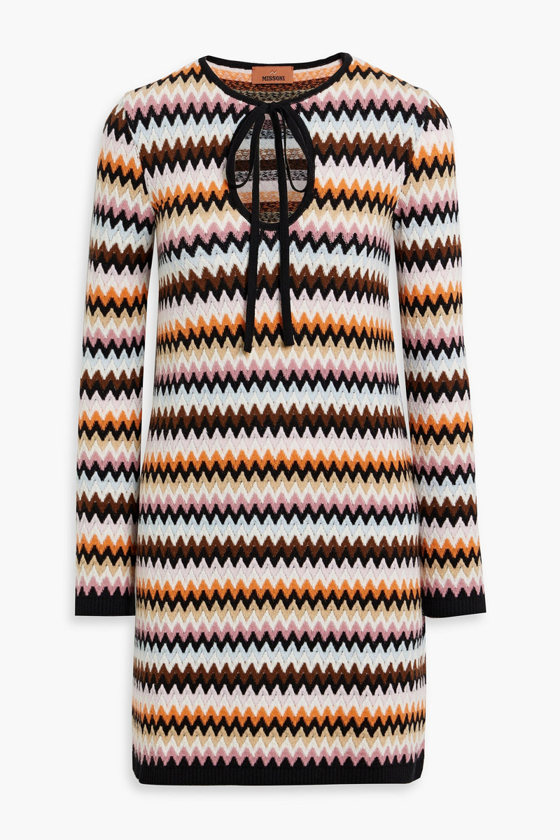 missoni - jacquard-knit wool mini dress - orange - it 38