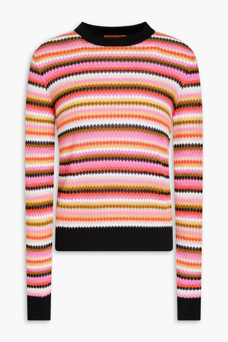 missoni - striped crochet-knit cotton-blend sweater - pink - it 40