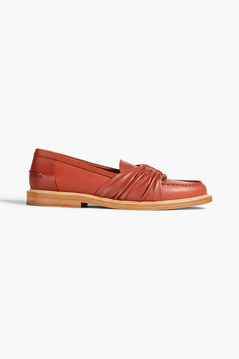 Chloé - Hana ring-embellished leather loafers - Red - EU 35.5