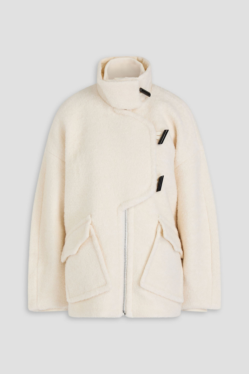 ganni - wool-blend bouclé jacket - white - de 38