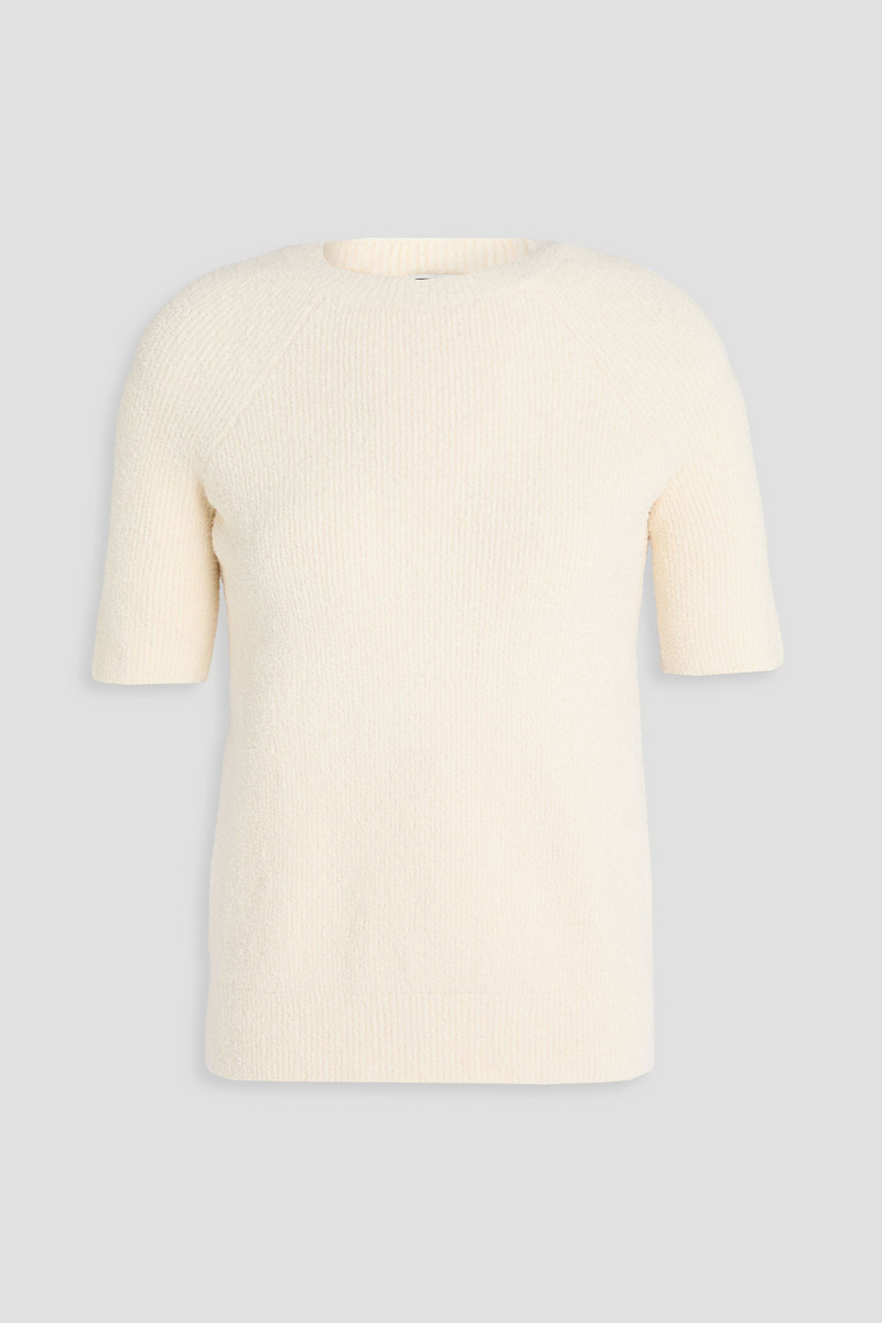 toteme - ribbed bouclé-knit cotton-blend top - white - xxs