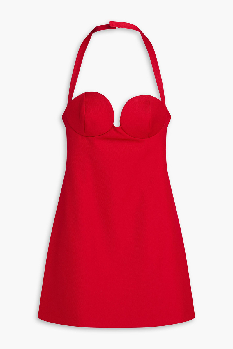 magda butrym - wool-twill halterneck mini dress - red - fr 40