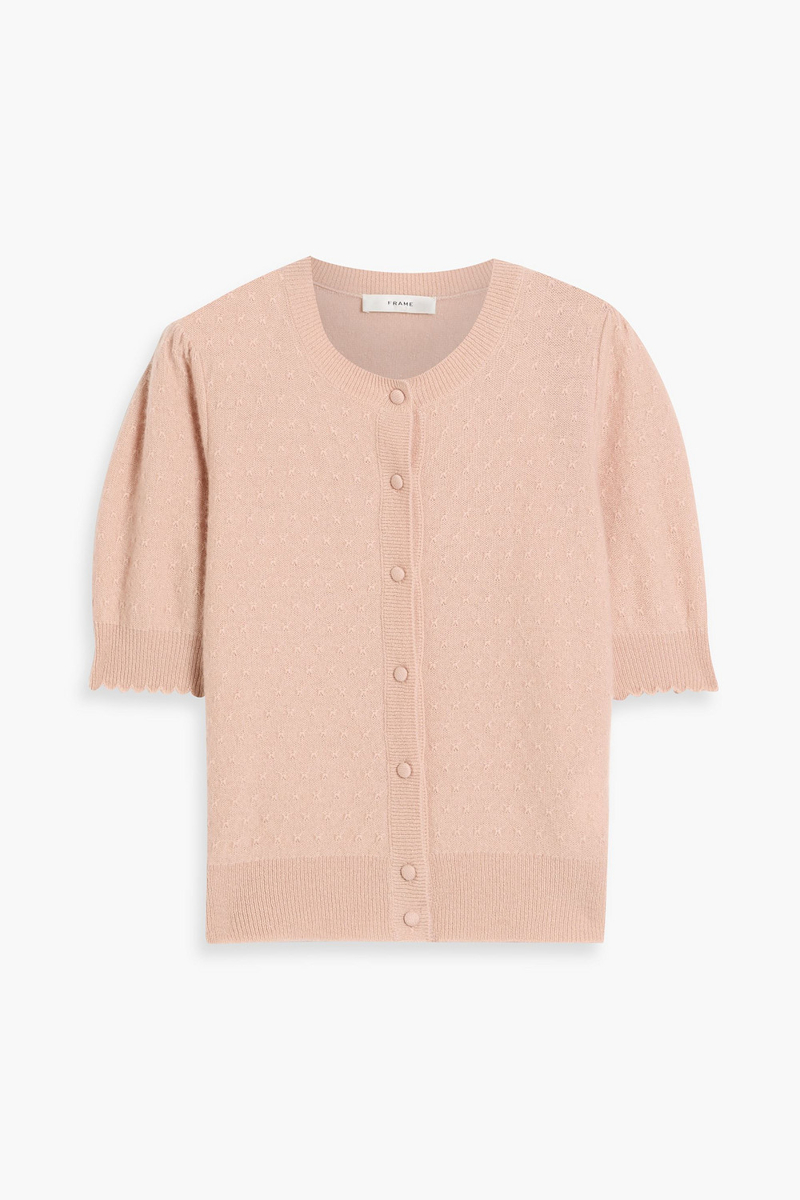 frame - pointelle-knit cashmere cardigan - pink - s