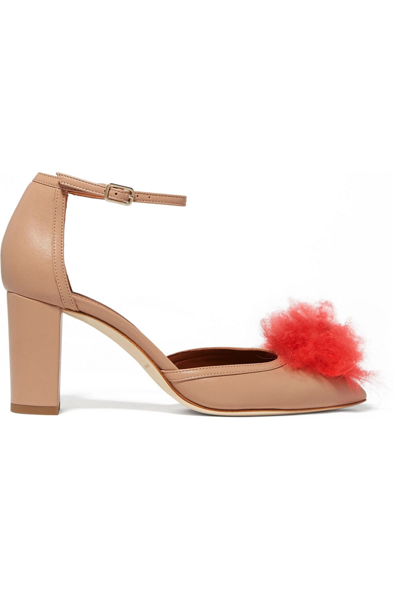 Malone Souliers - Jan cashmere pompom-embellished leather pumps - Neutral - EU 39