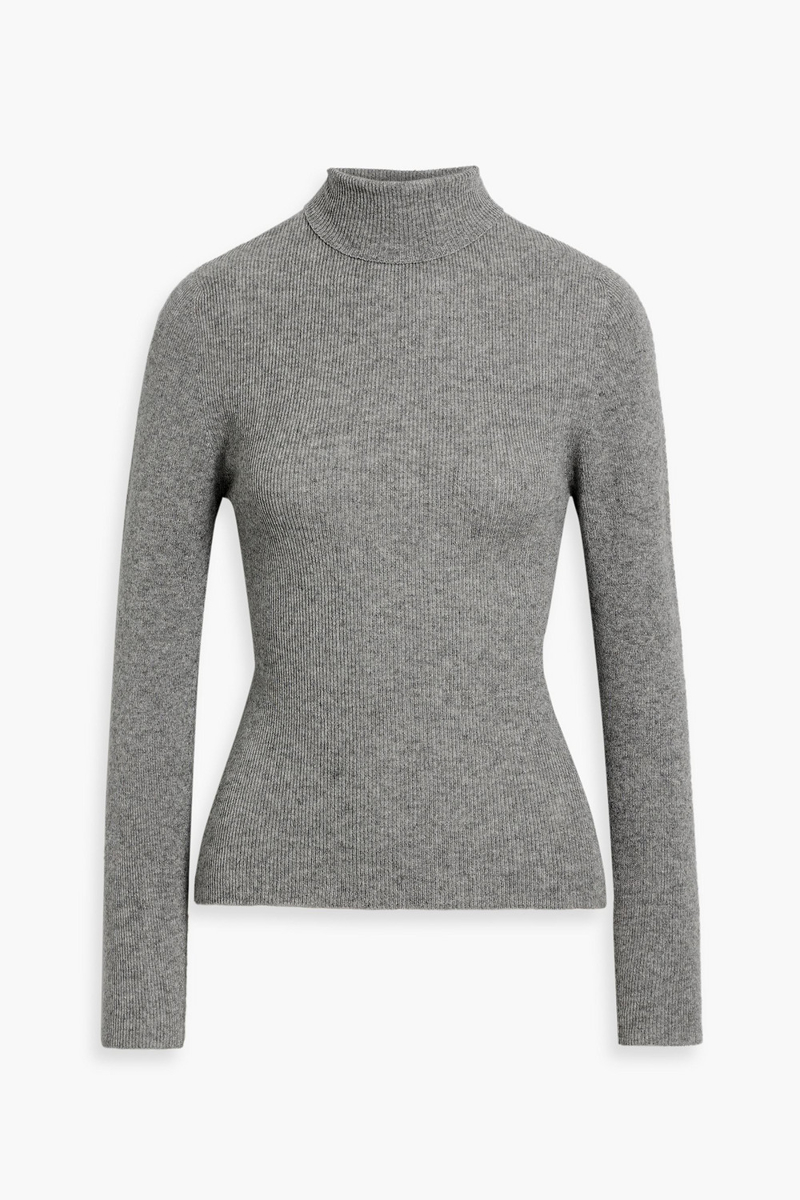 the elder statesman - delicash ribbed cashmere and silk-blend turtleneck sweater - gray - l
