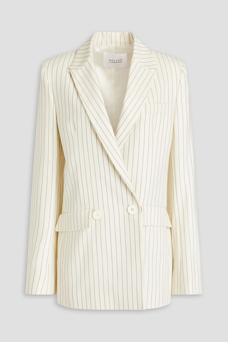 galvan london - double-breasted pinstriped wool-blend blazer - white - fr 38