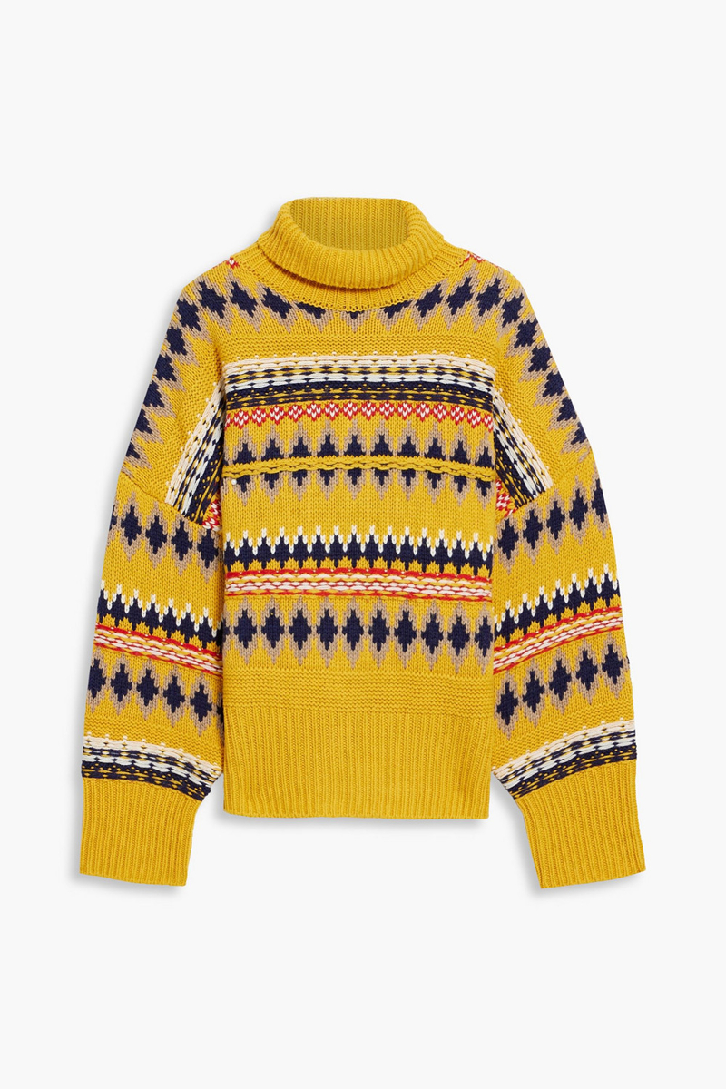 rag & bone - willow fair isle wool turtleneck sweater - yellow - m