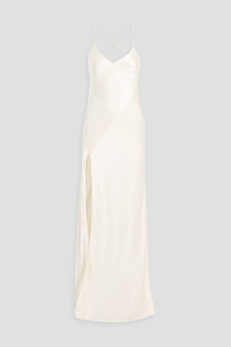 michelle mason - silk-satin gown - white - us 8
