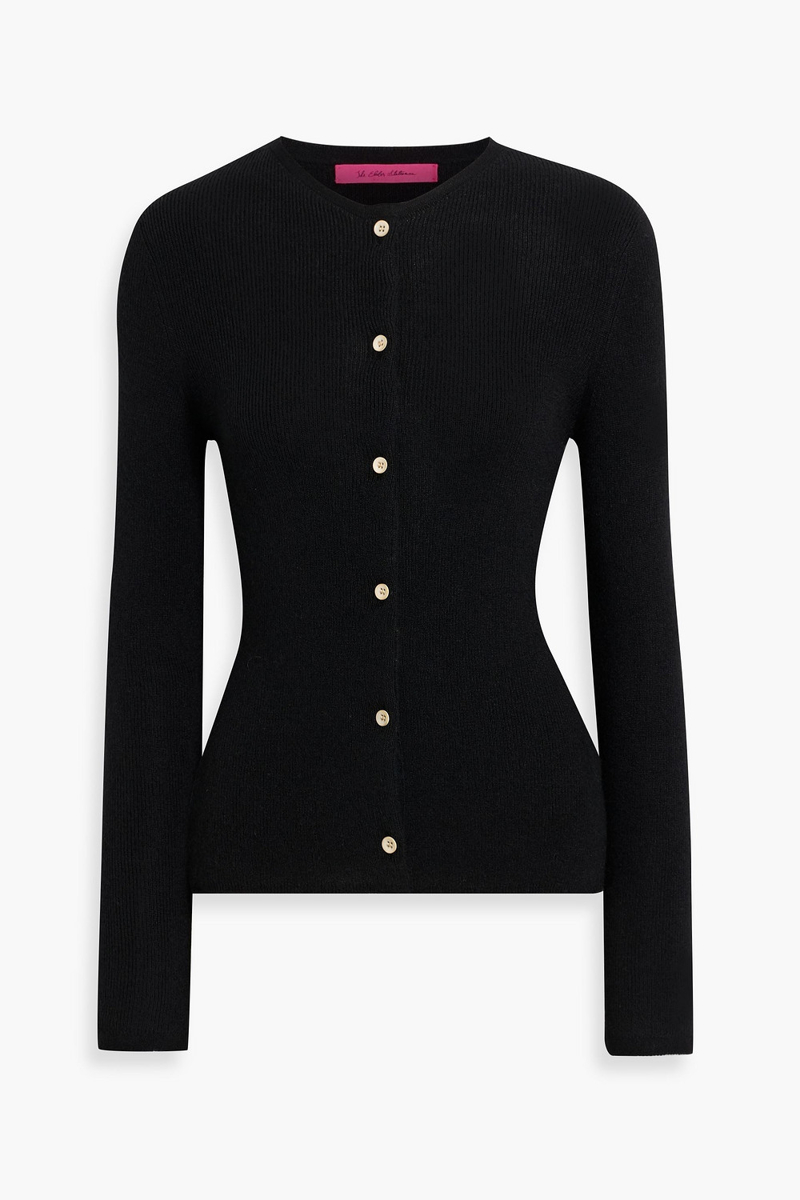 the elder statesman - delicash ribbed cashmere and silk-blend cardigan - black - s