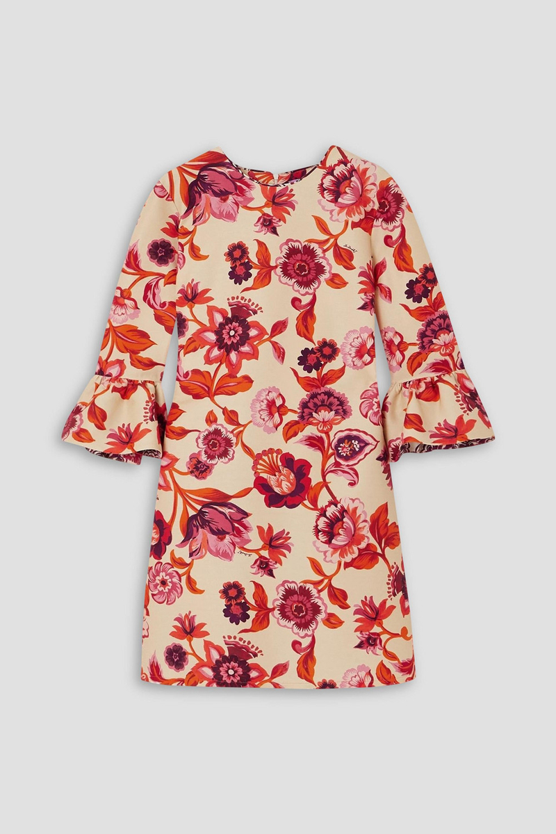 la double j. - 24/7 floral-print wool-blend twill mini dress - white - xxs