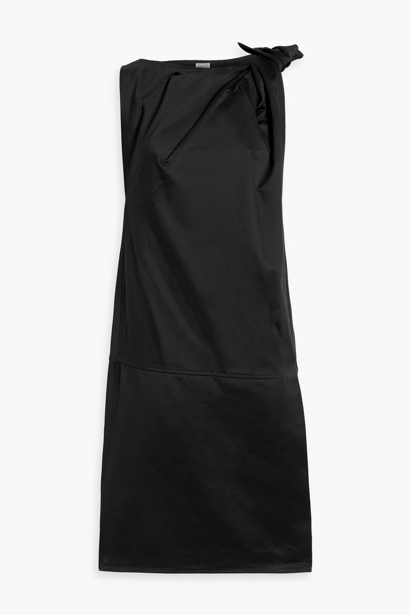 toteme - twisted cotton and linen-blend dress - black - fr 30