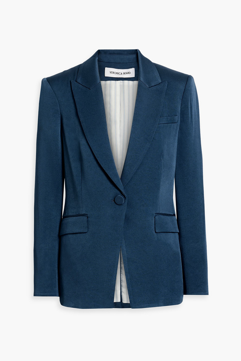 veronica beard - long and lean dickey satin-crepe blazer - blue - us 8