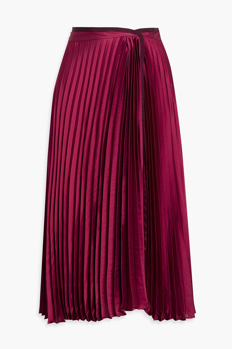 derek lam 10 crosby - liriel pleated charmeuse midi skirt - purple - us 0