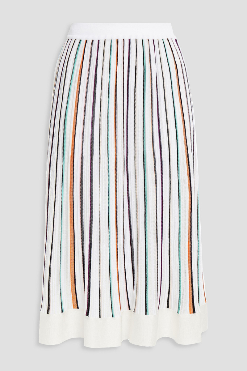 Missoni - Pleated striped crochet-knit skirt - White - IT 42