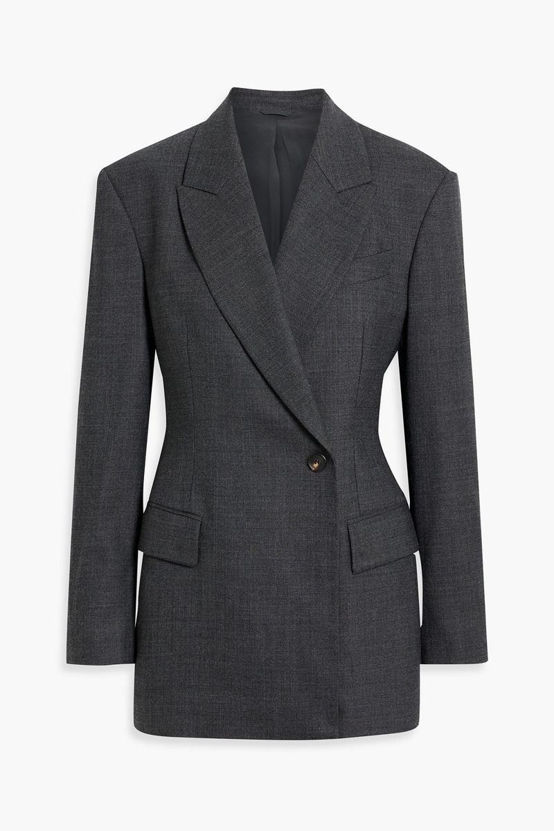 brunello cucinelli - double-breasted wool-blend blazer - gray - it 42