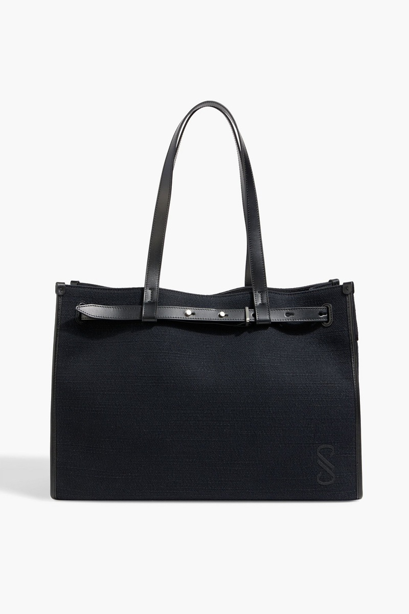 proenza schouler - belted leather-trimmed canvas tote - blue - onesize