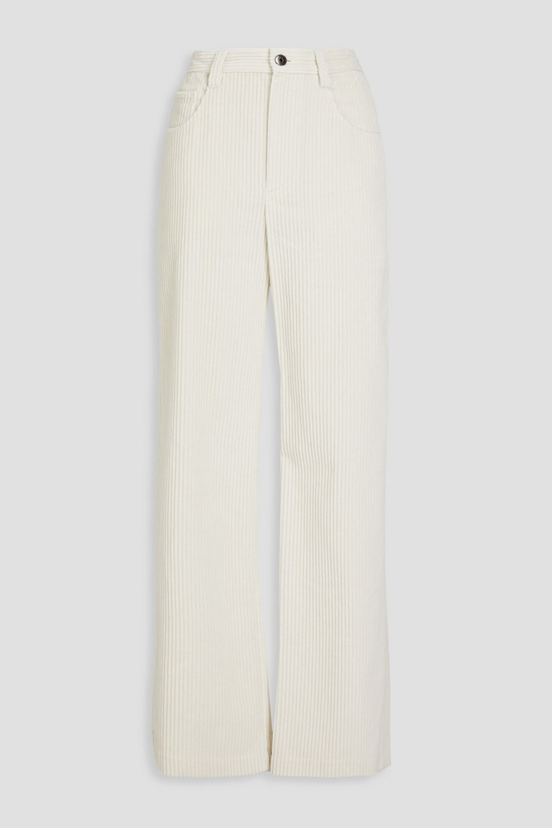 brunello cucinelli - cotton-corduroy wide-leg pants - white - it 44