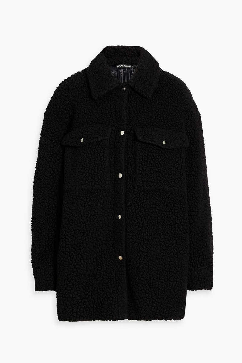 holden - shell-paneled teddy fleece jacket - black - xxs/xs