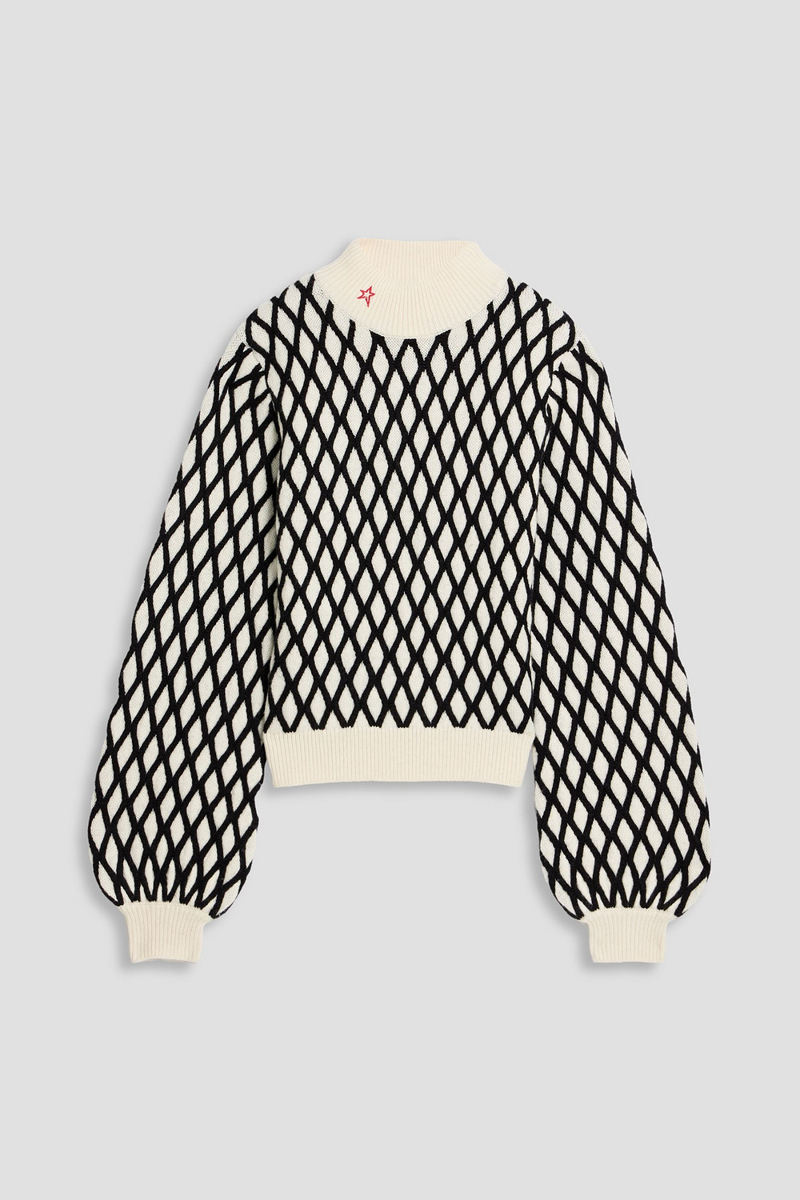 perfect moment - carving air jacquard-knit wool and cashmere-blend sweater - white - l