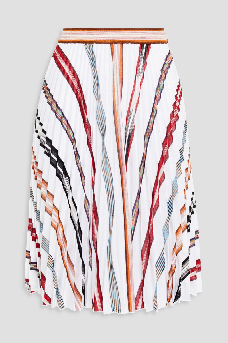 Missoni - Pleated striped crochet-knit cotton-blend skirt - White - IT 44