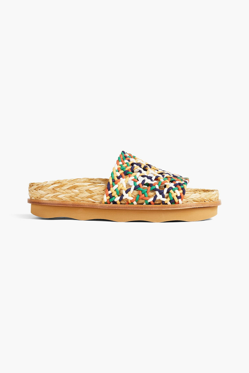 Chloé - Macramé and raffia platform slides - Orange - EU 41