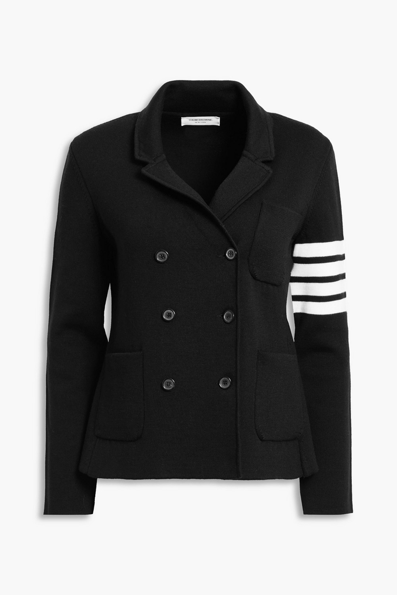Thom Browne - Double-breasted striped merino-wool blend blazer - Black - IT 36
