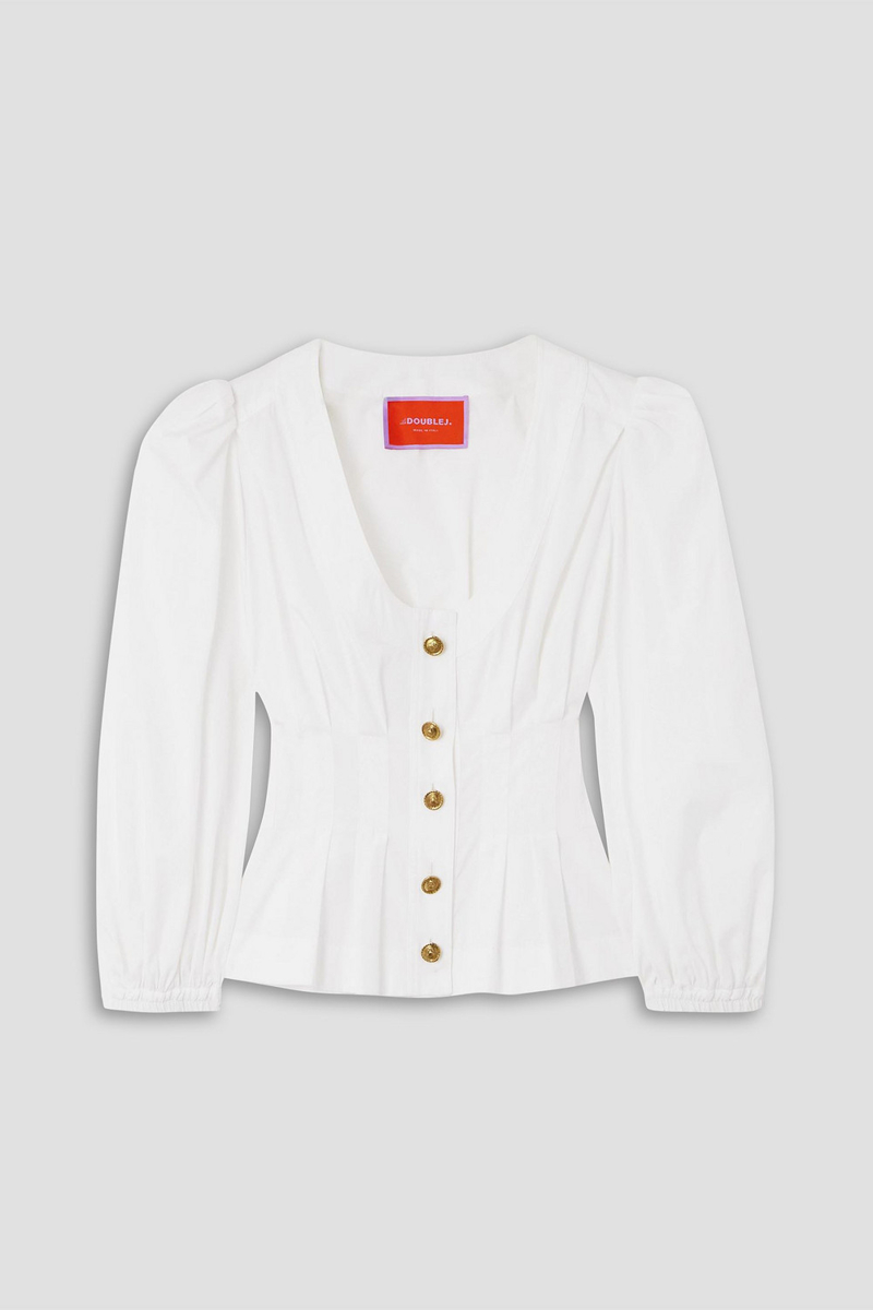 la double j. - primrose cotton-poplin peplum shirt - white - xxs