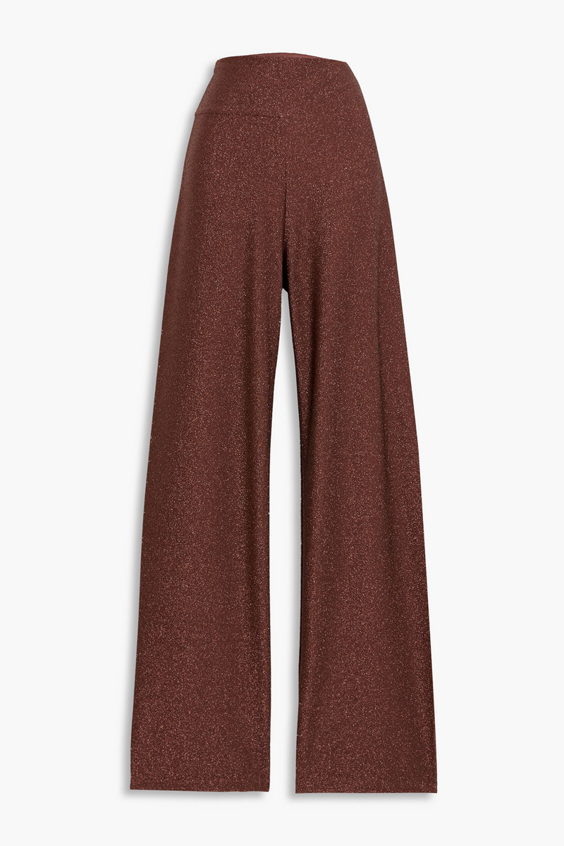 johanna ortiz - hechizo de henna metallic stretch-knit wide-leg pants - metallic - us 4