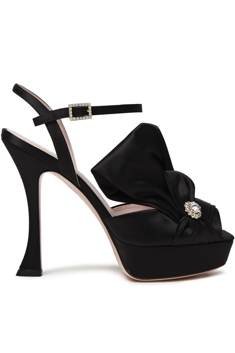 Roger Vivier - Lavallière embellished satin platform sandals - Black - EU 37
