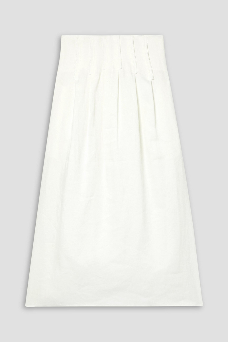 Chloé - Pleated linen midi skirt - White - FR 44