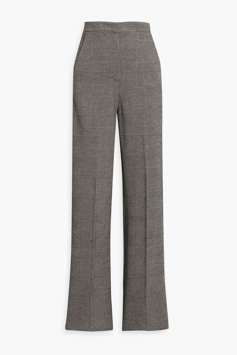 max mara - cognac prince of wales checked wool-blend tweed straight-leg pants - black - it 40