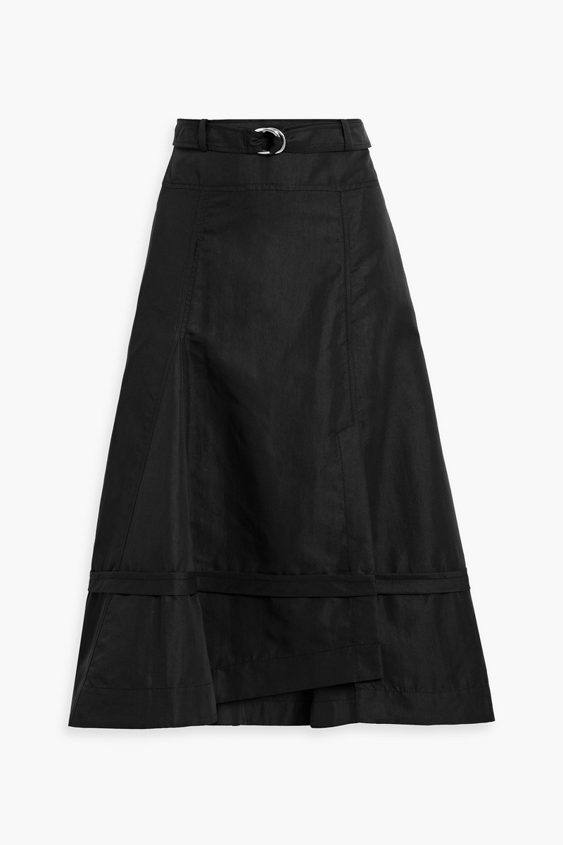 3.1 phillip lim - belted cotton-blend ottoman midi skirt - black - us 0
