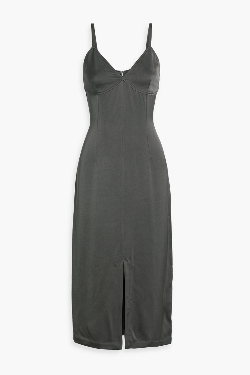 toteme - satin-crepe midi dress - gray - fr 42