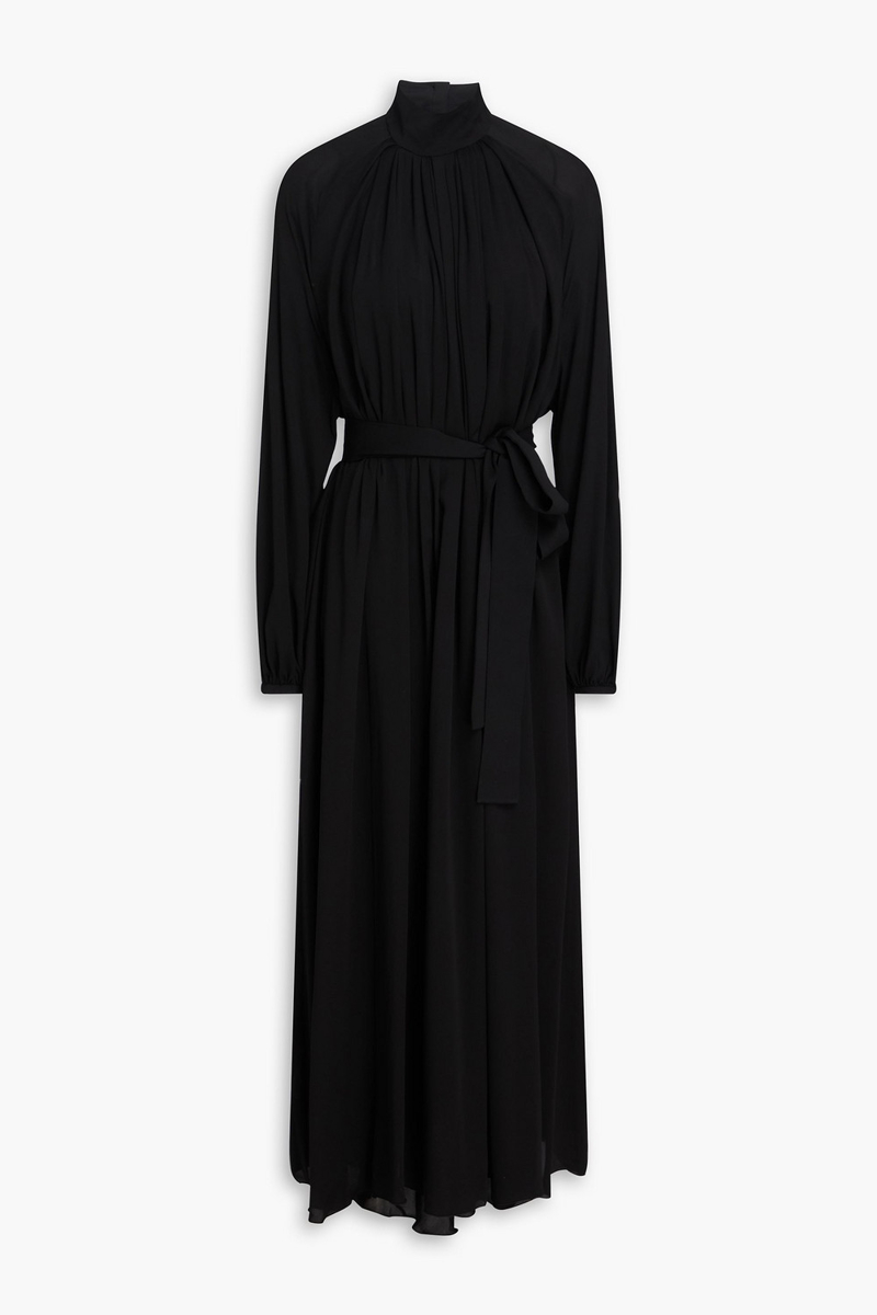 gabriela hearst - cedric belted silk-crepe midi dress - black - it 40