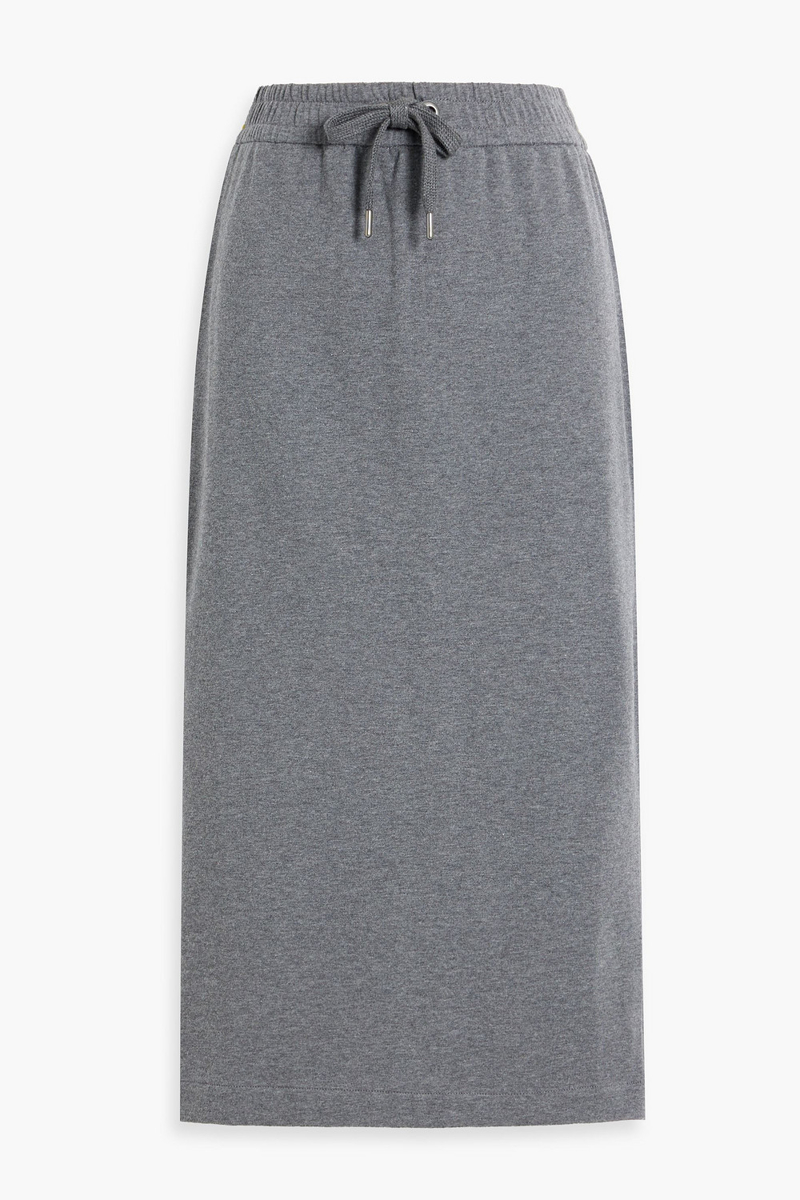 brunello cucinelli - french cotton-blend terry midi pencil skirt - gray - l