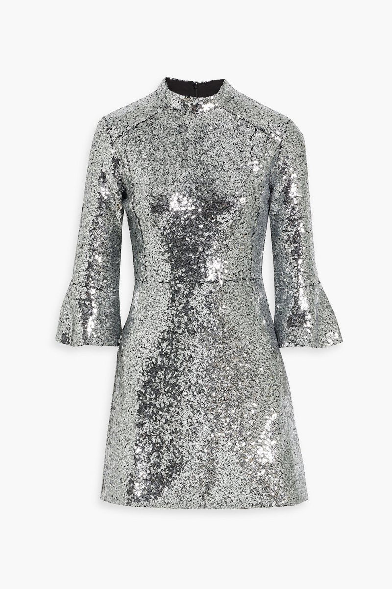 hvn - ashley sequined tulle mini dress - metallic - us 0