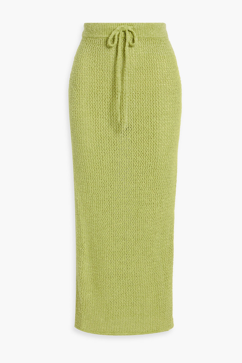 the elder statesman - selerino bouclé-knit mulberry silk maxi skirt - green - s