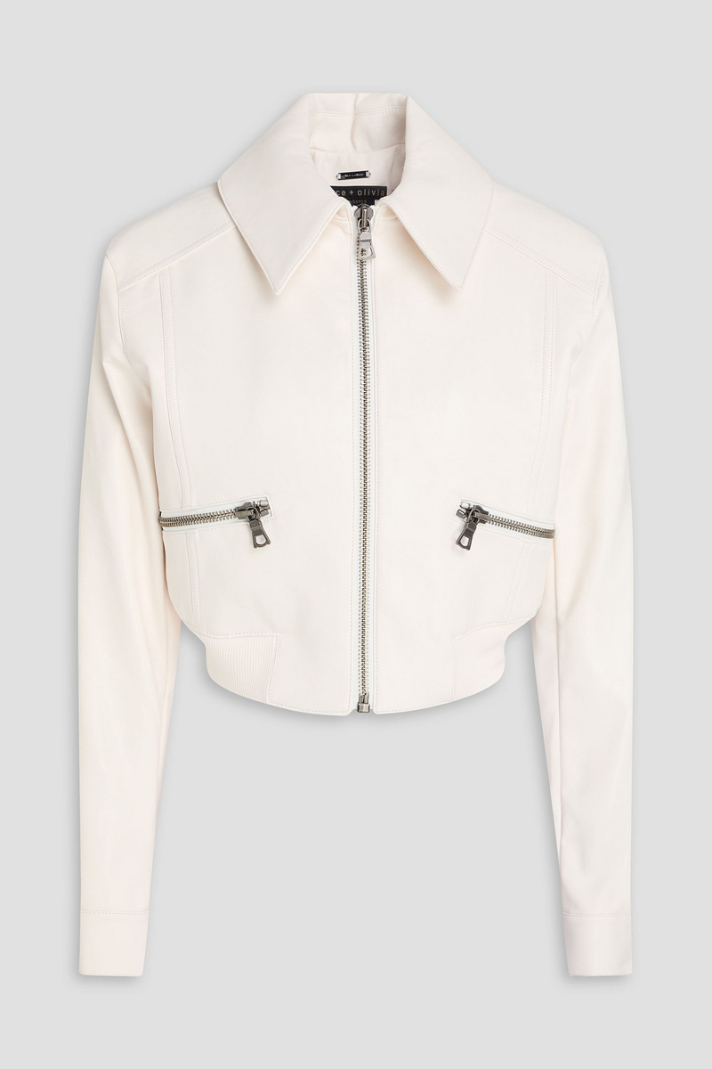 alice olivia - hyde cropped jacket - white - s