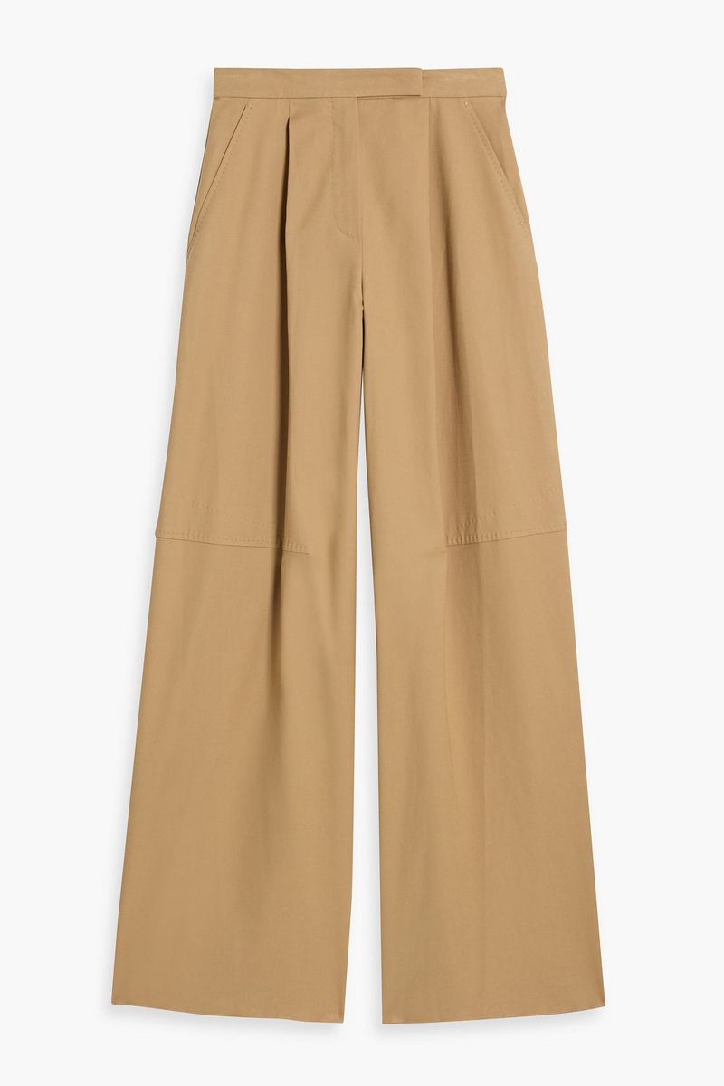 max mara - avoriaz pleated cotton-blend wide-leg pants - brown - it 42