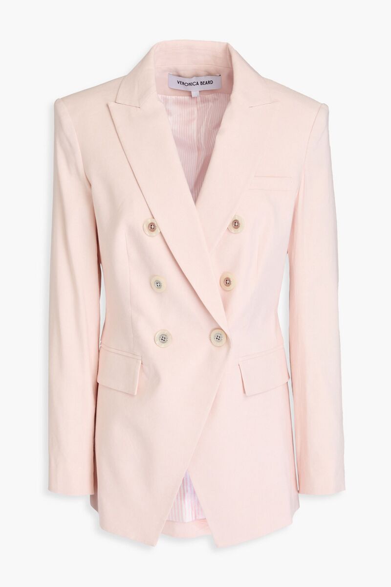 Veronica Beard - Charleston double-breasted linen-blend blazer - Pink - US 6