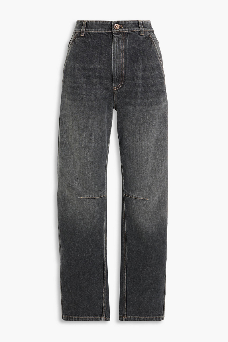 brunello cucinelli - high-rise tapered jeans - gray - it 40