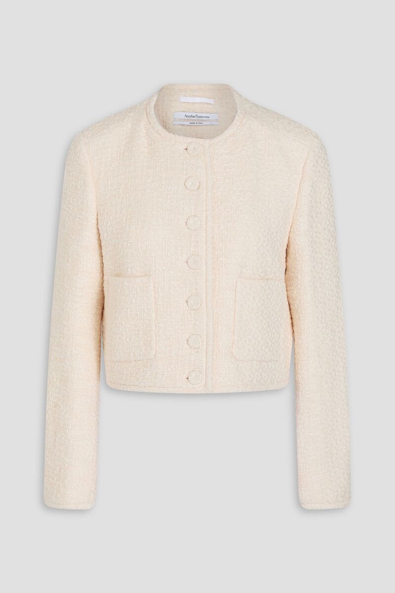 Another Tomorrow - Cropped cotton-tweed jacket - White - IT 50